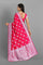 DARK PINK and SILVER BIRDS FIGURE WEAVING SILK Saree with FANCY