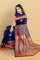 NAVY BLUE and GOLD BUTTIS SILK BLEND Saree with SEMI PATTU