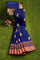NAVY BLUE and GOLD BUTTIS SILK BLEND Saree with SEMI PATTU