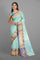 SEA BLUE and ROYAL BLUE FLORAL JAAL TISSUE SILK Saree with SEMI PATTU