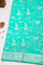SEA GREEN and GOLD FLORAL JAAL SILK Saree with FANCY