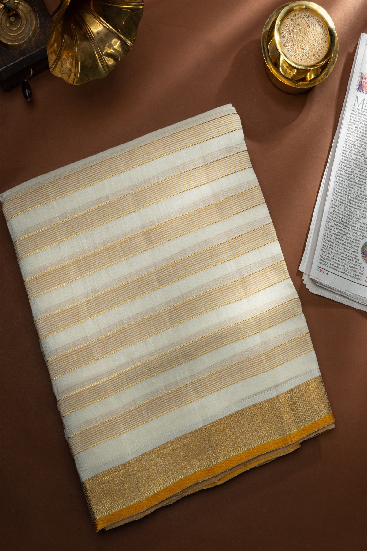 Kancheepuram Silk Stripes Off White Dhoti