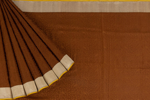 Banarasi Silk Brown Saree With Floral Jaal