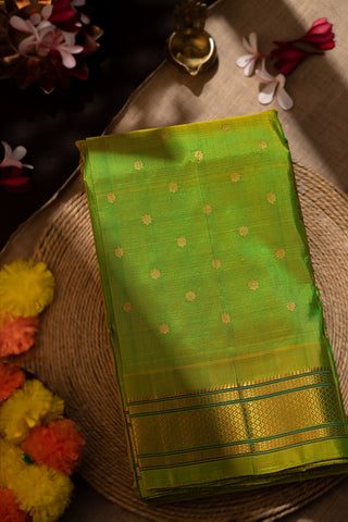 Narayanpet Silk Floral Buttis Light Green Saree