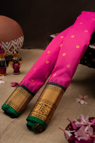 Gadwal Silk Buttis Magenta Saree