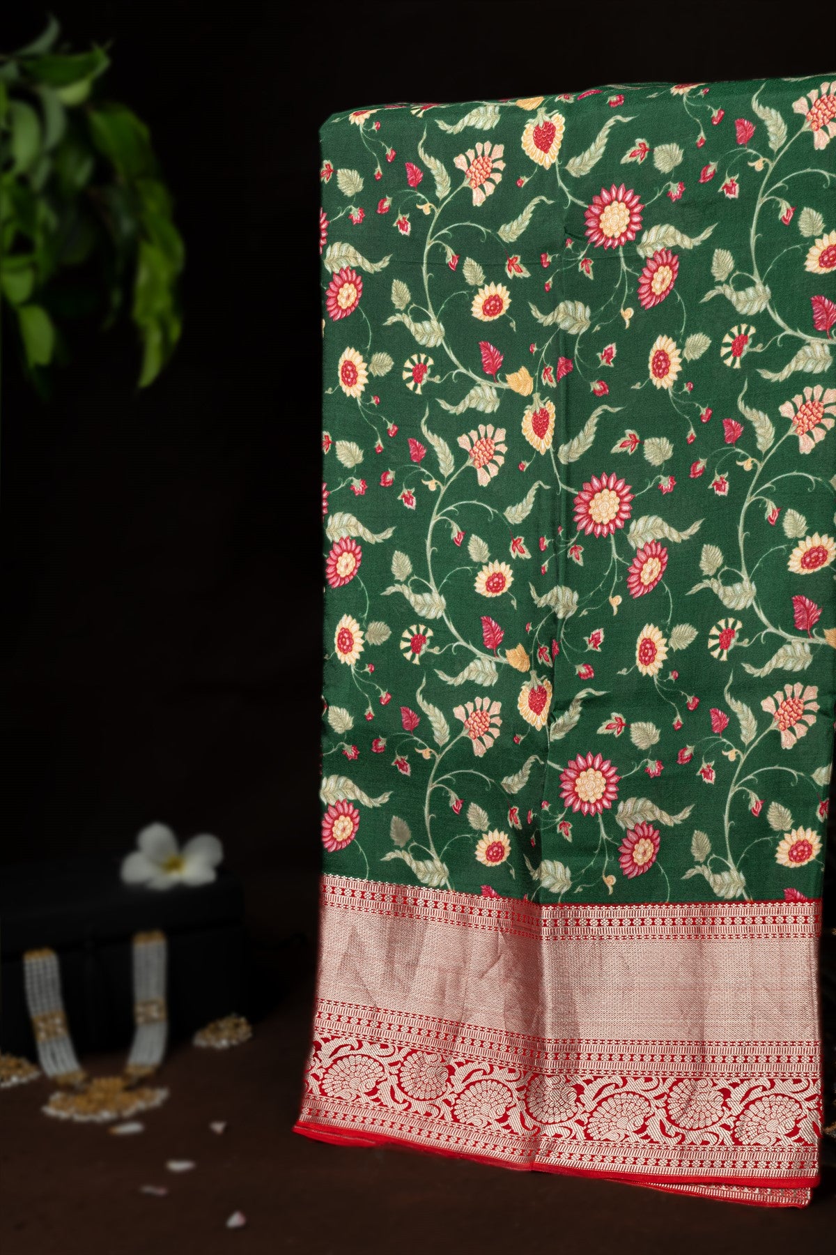 Designer Silk Green Digital Printed Saree