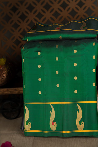 Gadwal Silk Bottle Green Saree