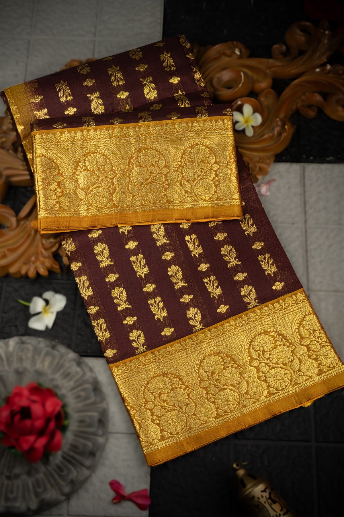 Venkatagiri Silk Brown Saree