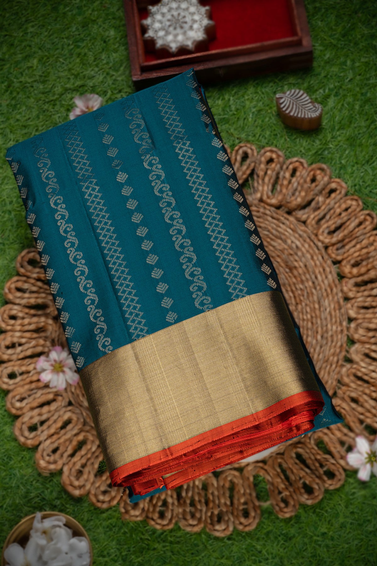 Coimbatore Silk Peacock Blue Saree