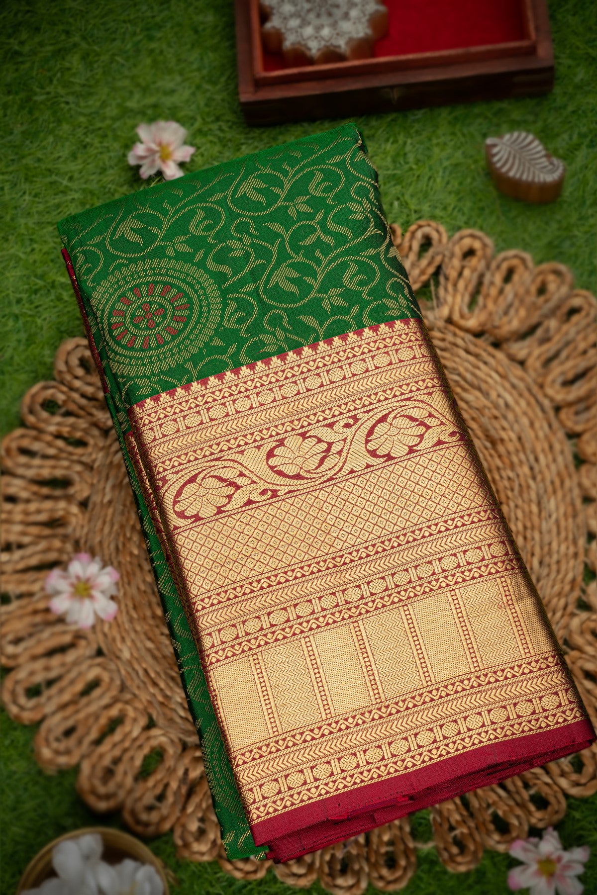 Coimbatore Silk Dark Green Saree