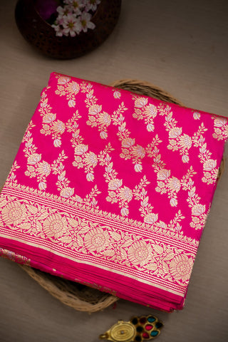 Banarasi  Silk Hot Pink Saree