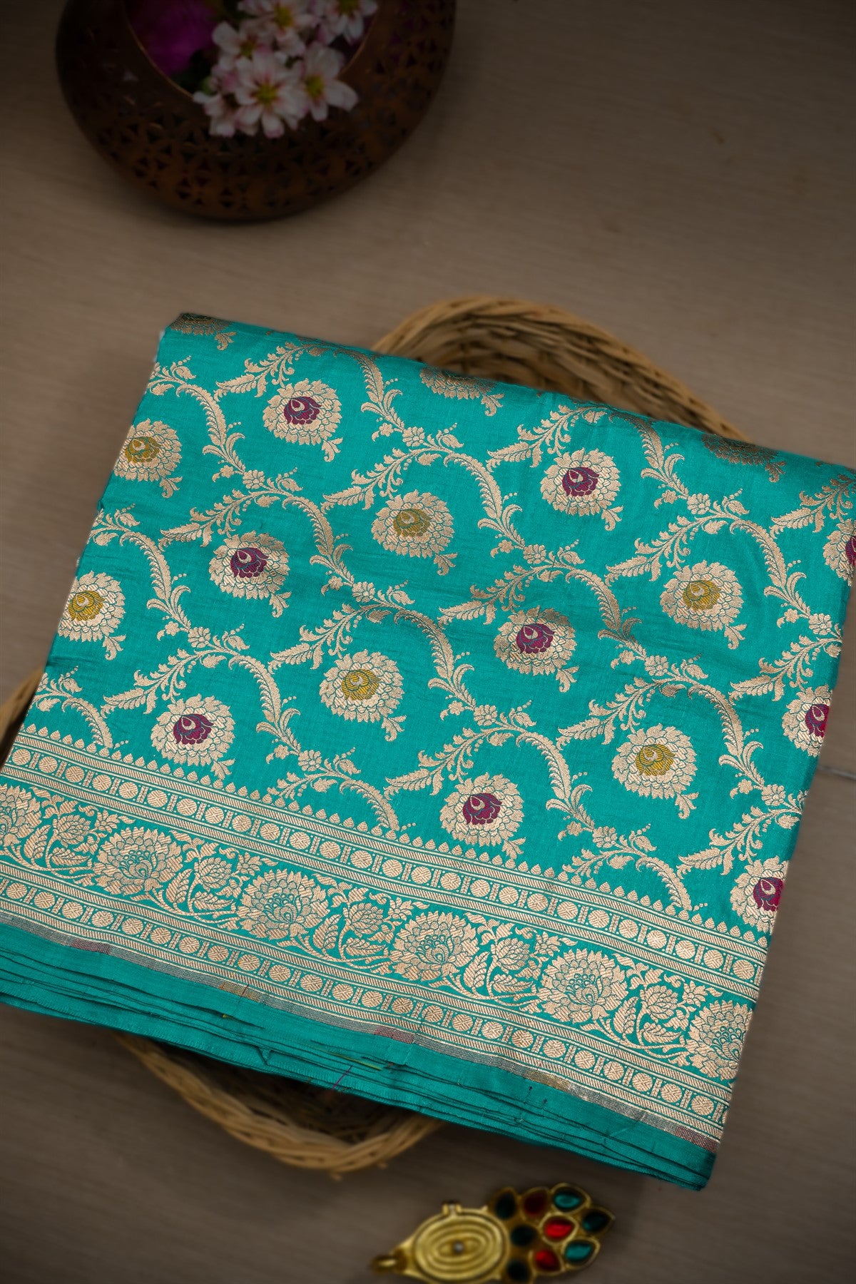 Banarasi Silk Teal Green Saree