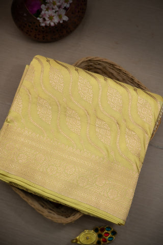 Banarasi Silk Lime Yellow Saree