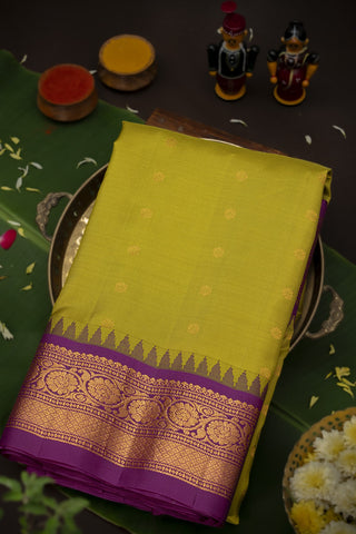 Gadwal Silk Olive Green Saree