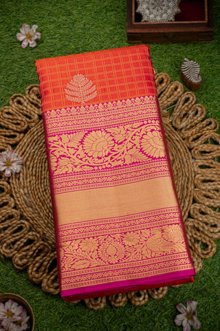 Coimbatore Silk Peach Orange Saree