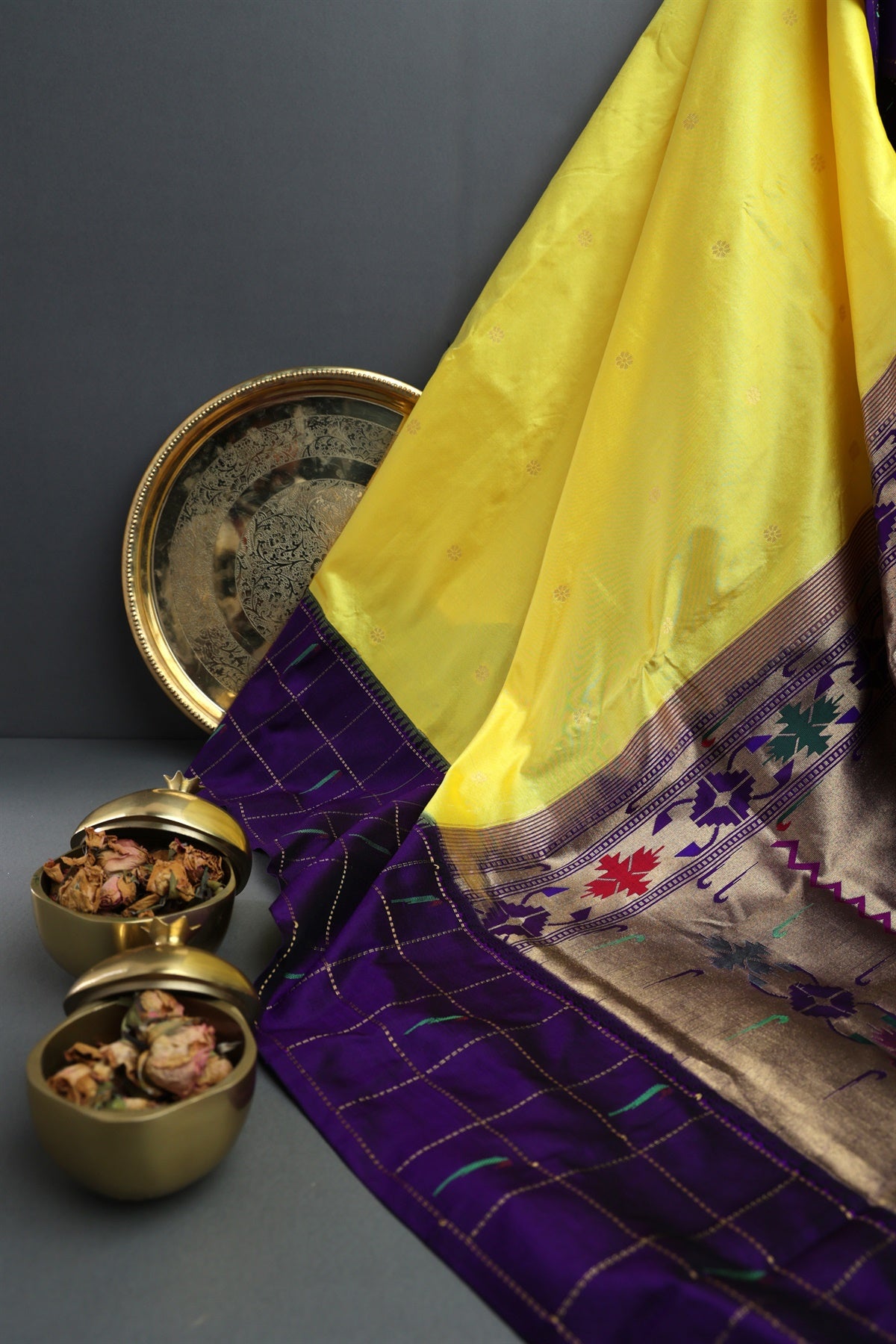 Paithani Silk Yellow Saree