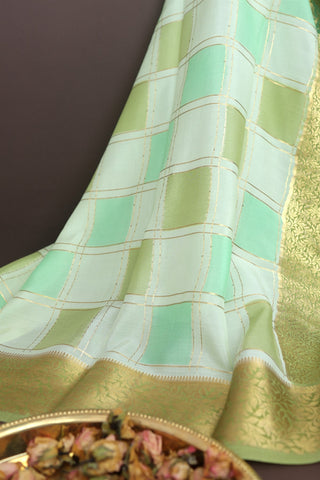 Mysore Crepe Green Saree