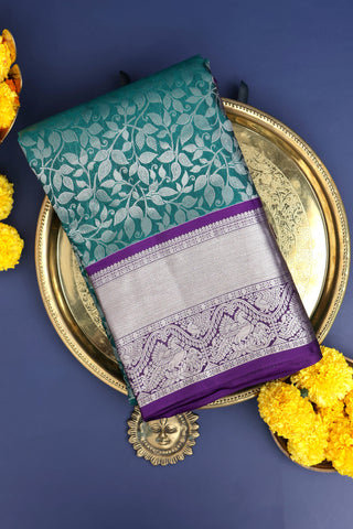 Coimbatore Silk Peacock Green Saree