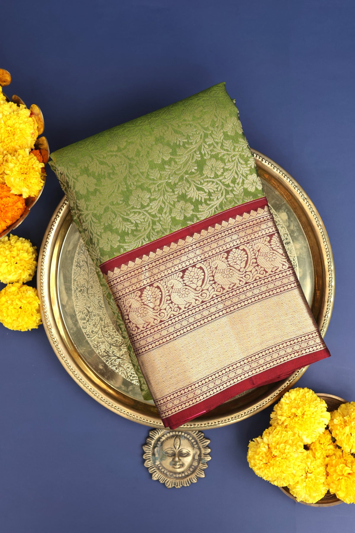 Coimbatore Silk Parrot Green Saree