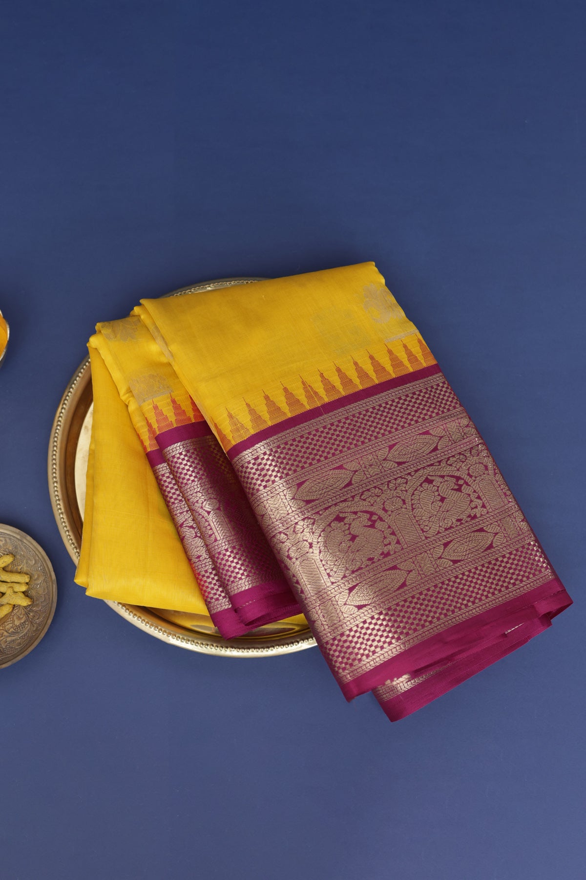 Kancheepuram Silk Yellow Saree