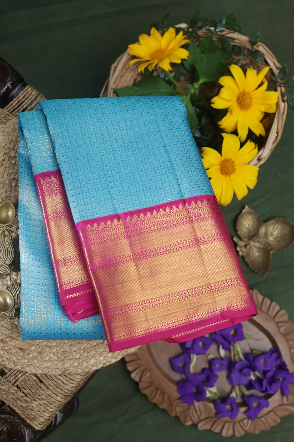 Kancheepuram Silk Light Blue Saree