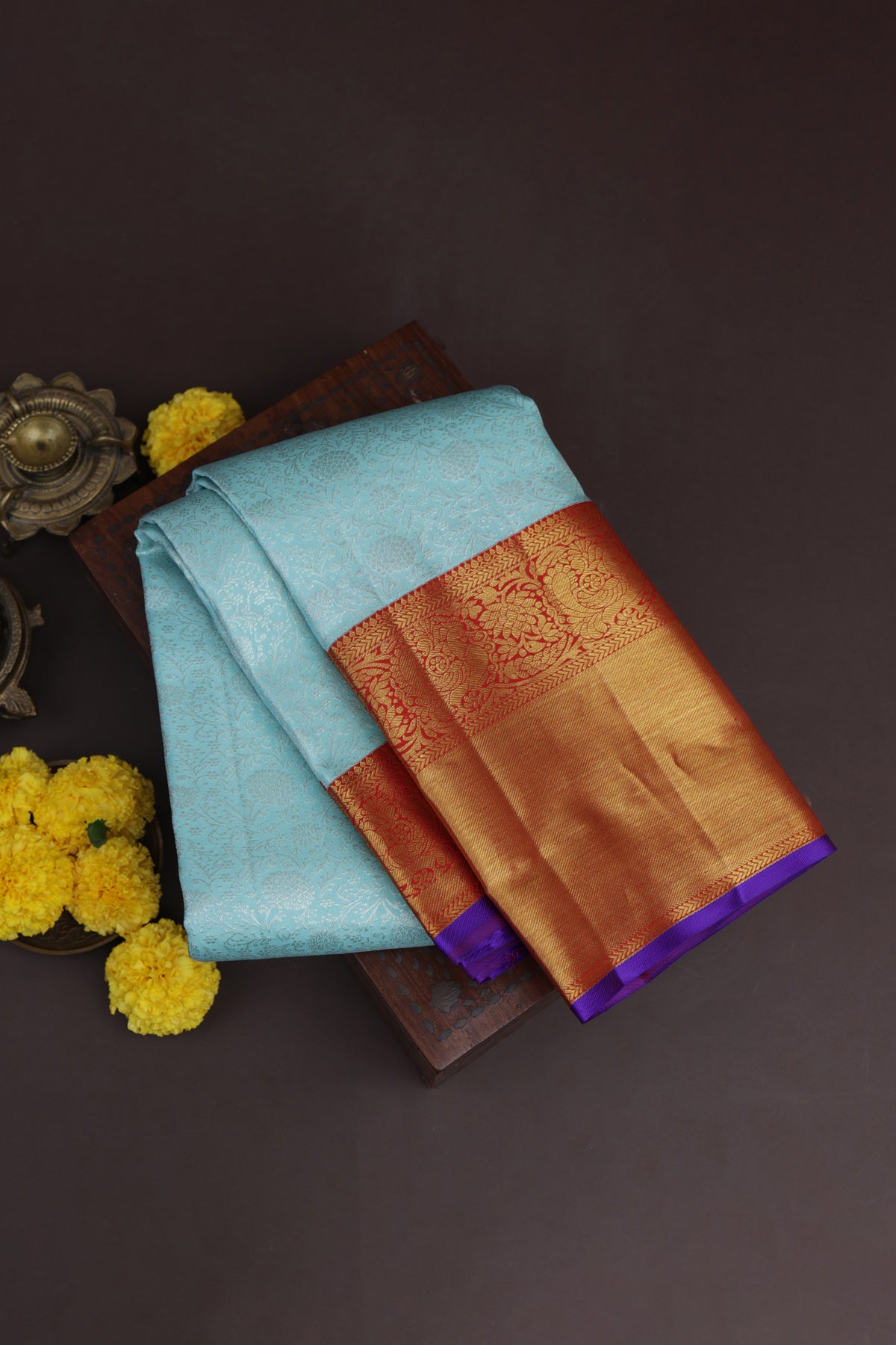 Kancheepuram Silk Sky Blue Saree