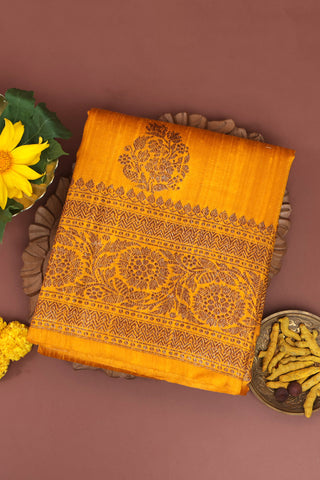 Matka Silk Yellow Saree