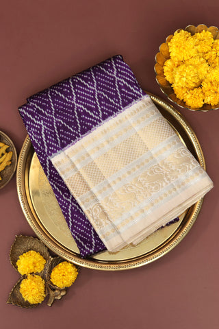 Kanchi Ikkat Silk Purple Saree