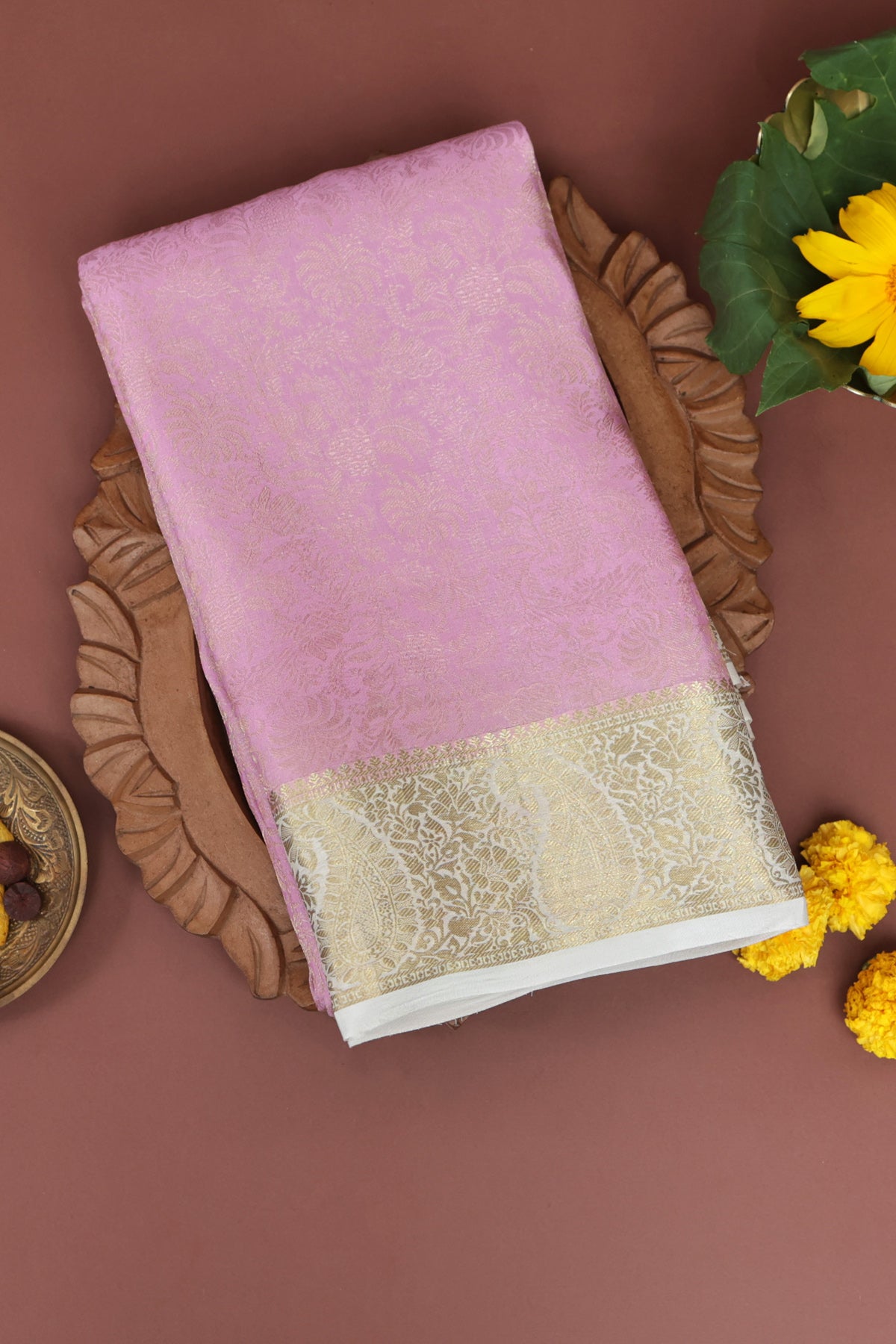 Mysore Crepe Baby Pink Saree