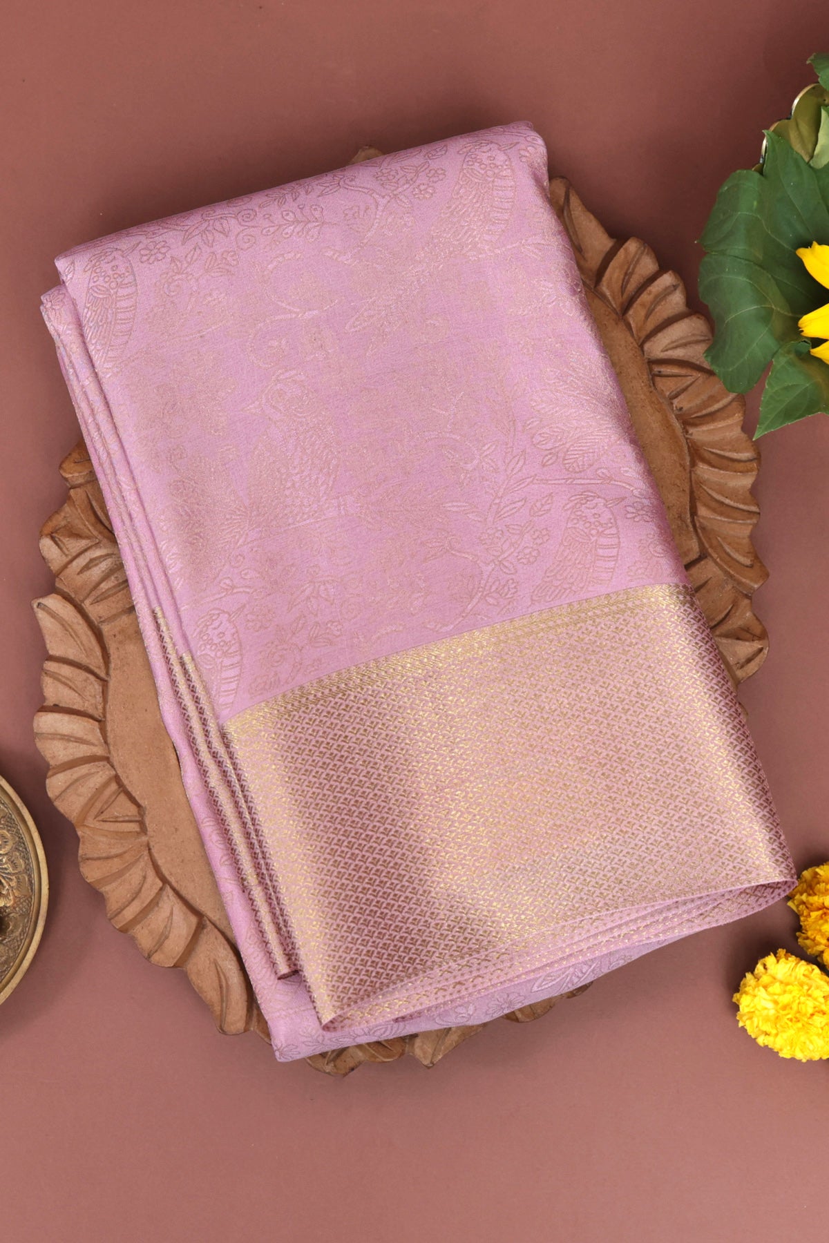 Mysore Crepe Baby Pink Saree