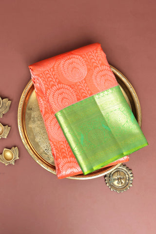 Kancheepuram Silk Orange Saree