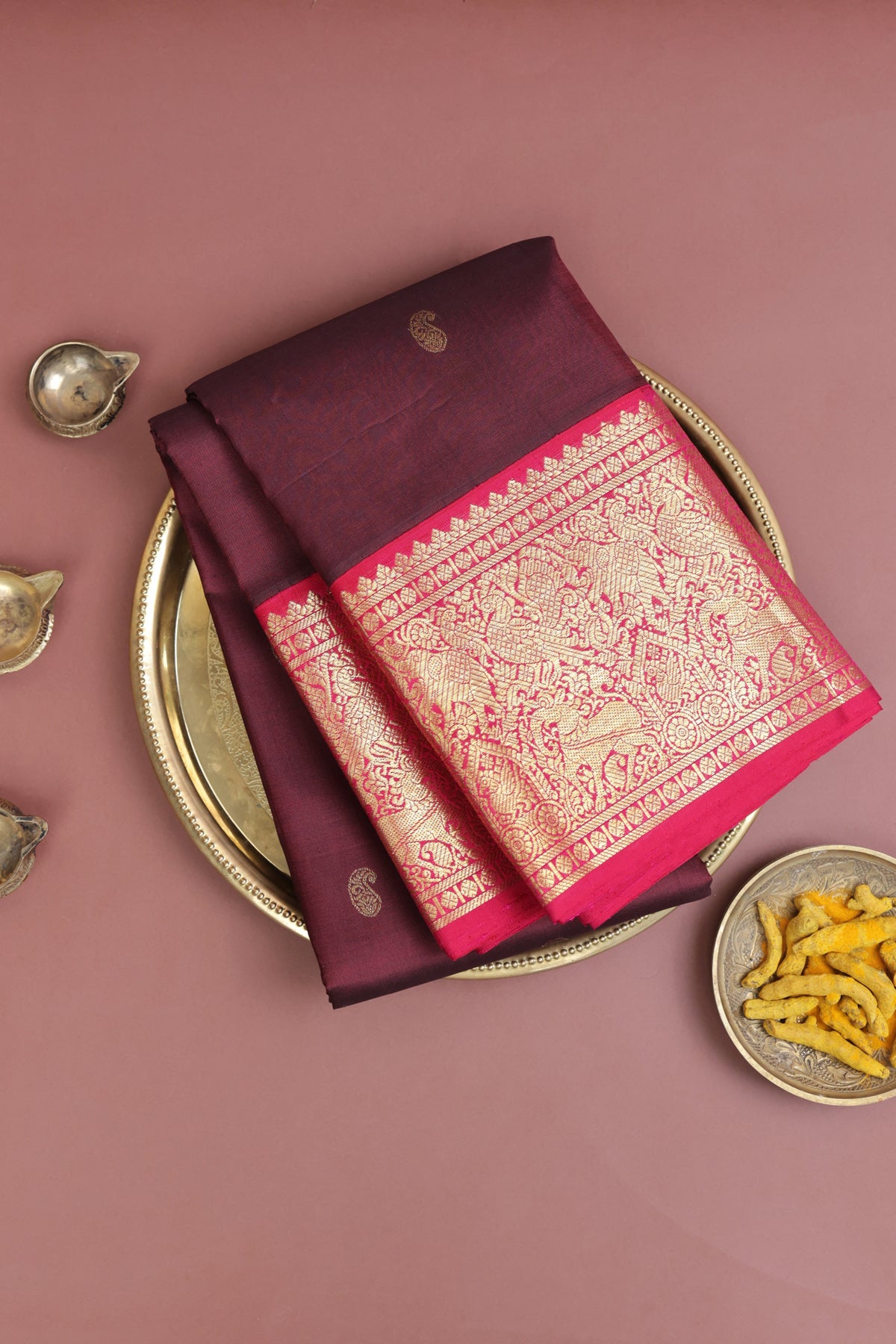 Kancheepuram Silk Wine Saree