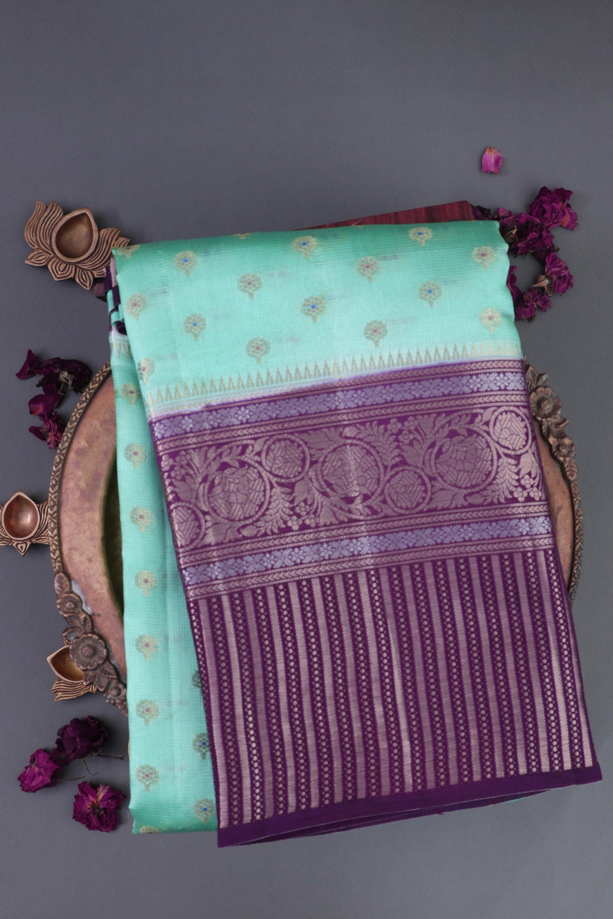 Matka Silk Sea Green Saree