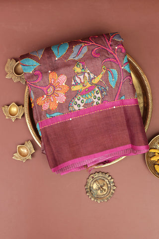 Fancy Tussar Brown Saree