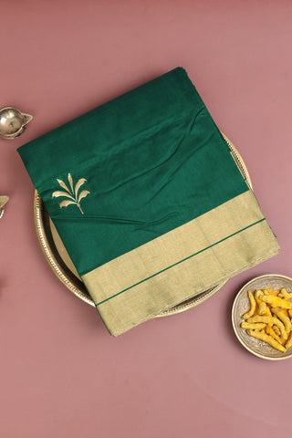 Chanderi Sico Bottle Green Saree