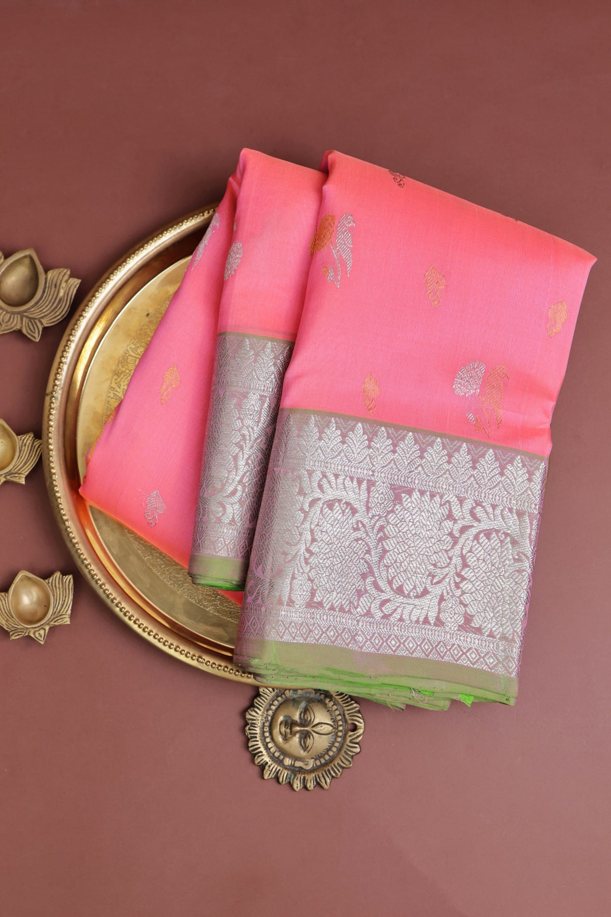 Venkatagiri Silk Peach Saree