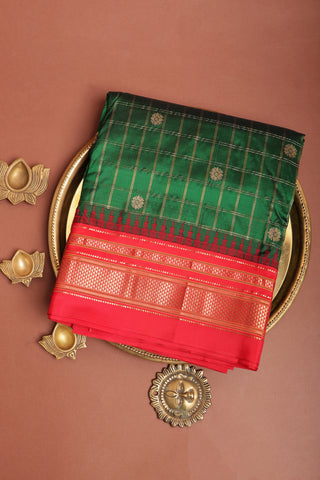 Narayanpet Silk Dark Green Saree