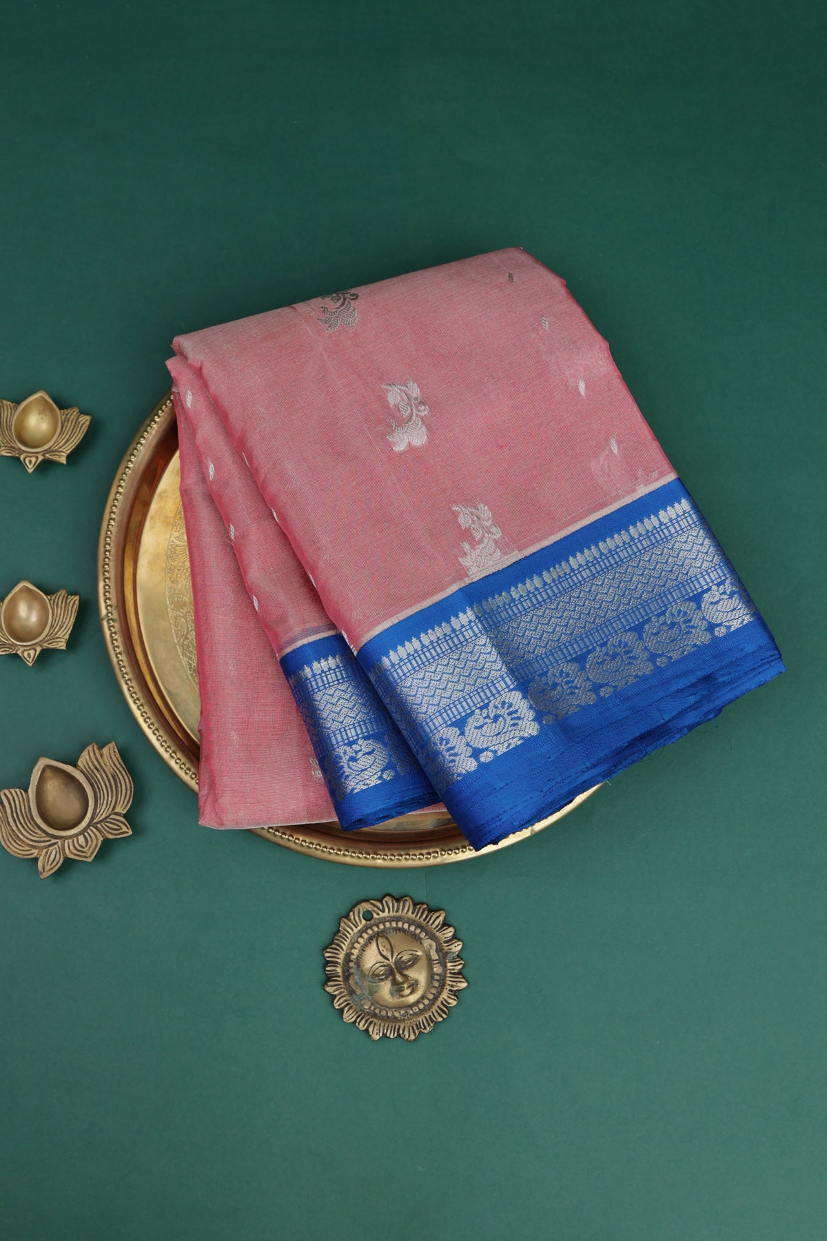 Kuppadam Tissue Peach Saree