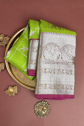 Venkatagiri Silk Parrot Green Saree