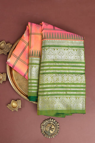 Venkatagiri Silk Peach Saree