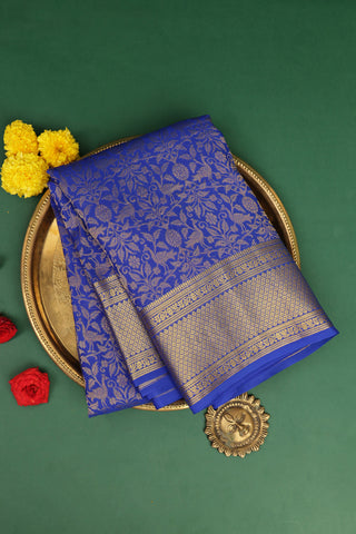 Mysore Crepe Royal Blue Saree