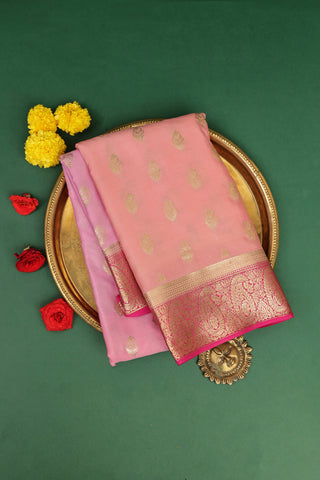 Mysore Crepe Baby Pink Saree