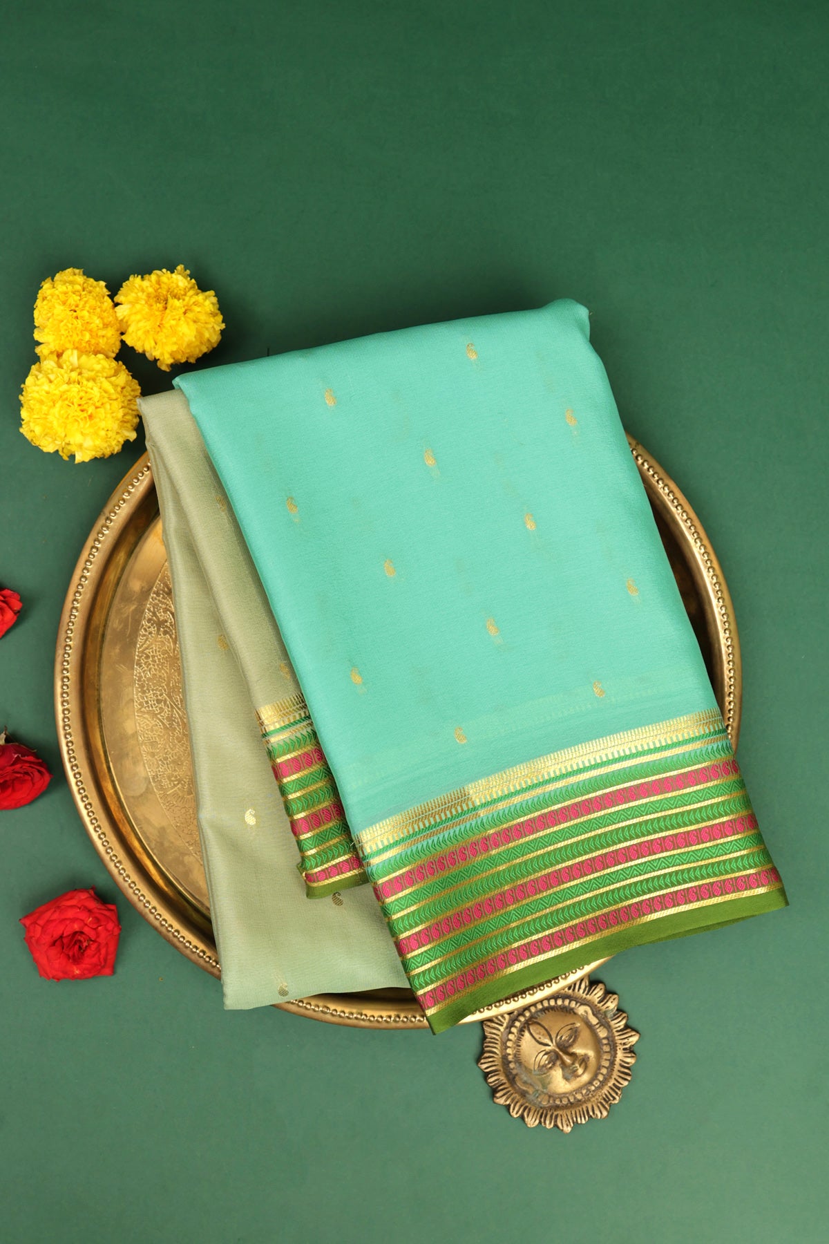 Mysore Crepe Multi Color Saree