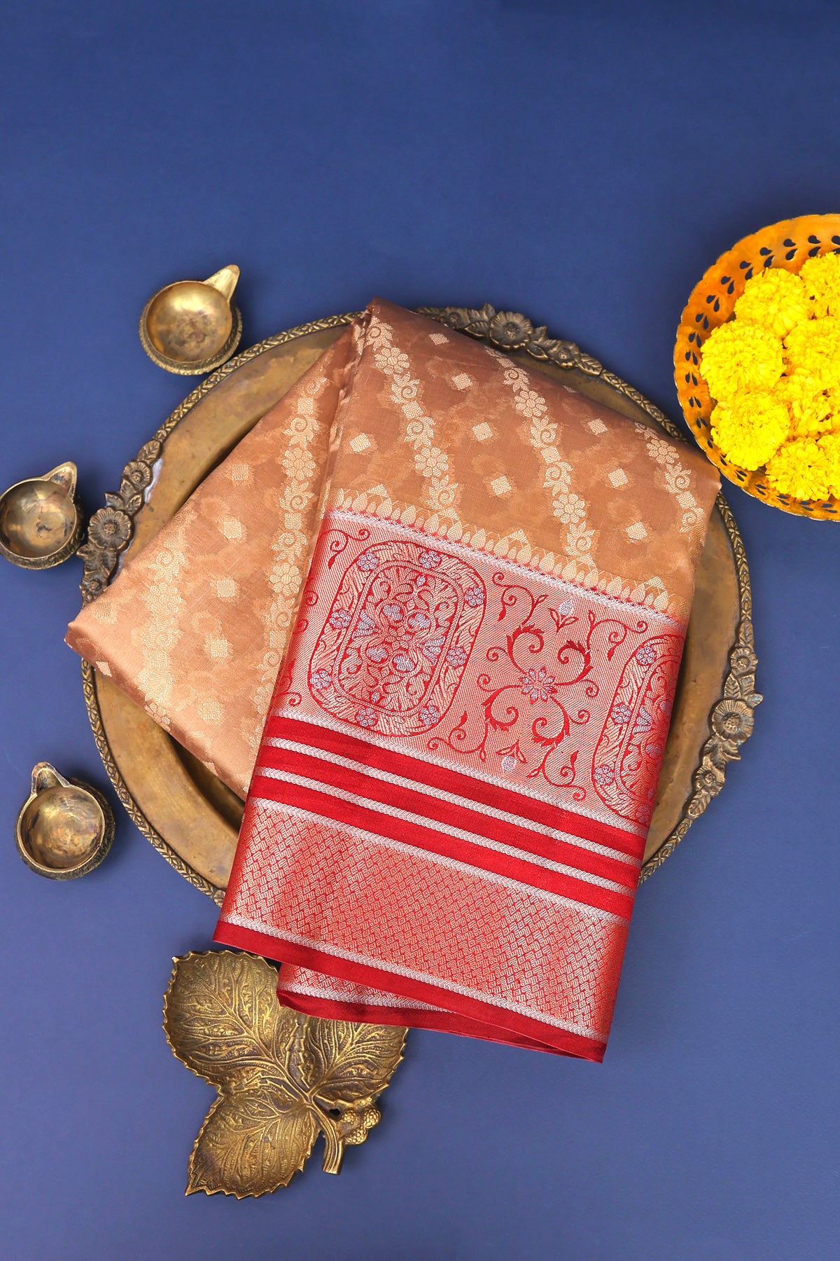 Chiniya Silk Peach Saree