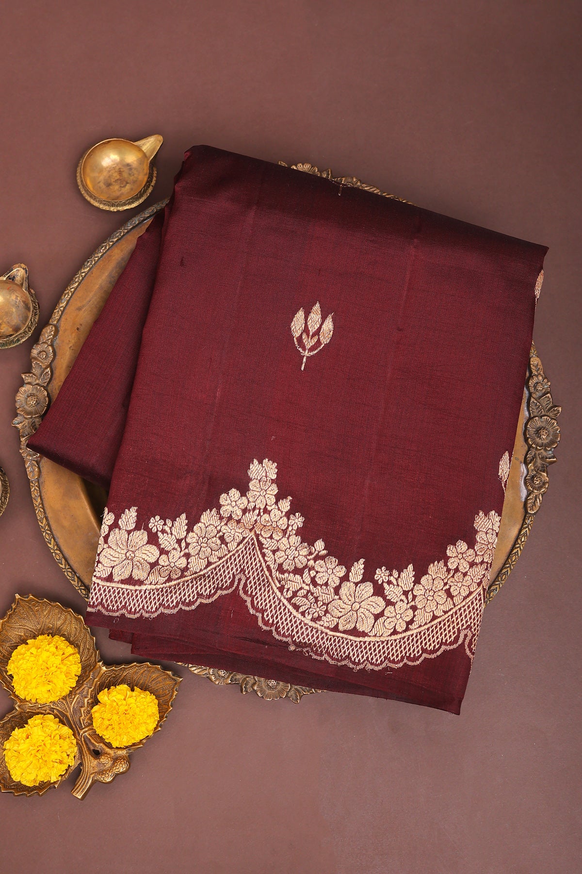 Matka Silk Brown Saree