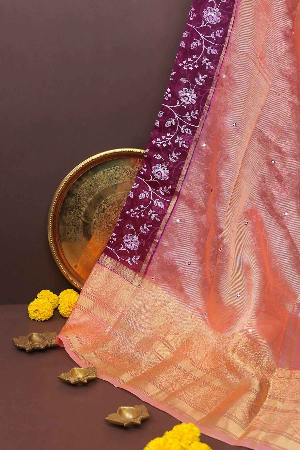 Designer Kora Purple Saree