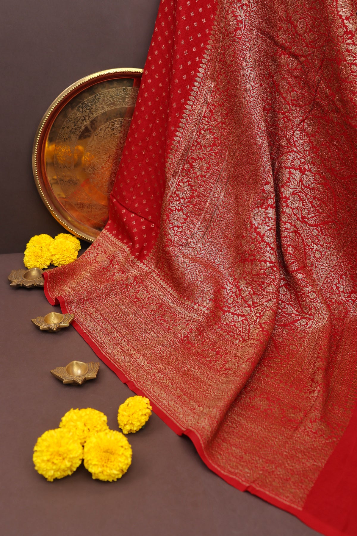 Banarasi Georgette Red Saree