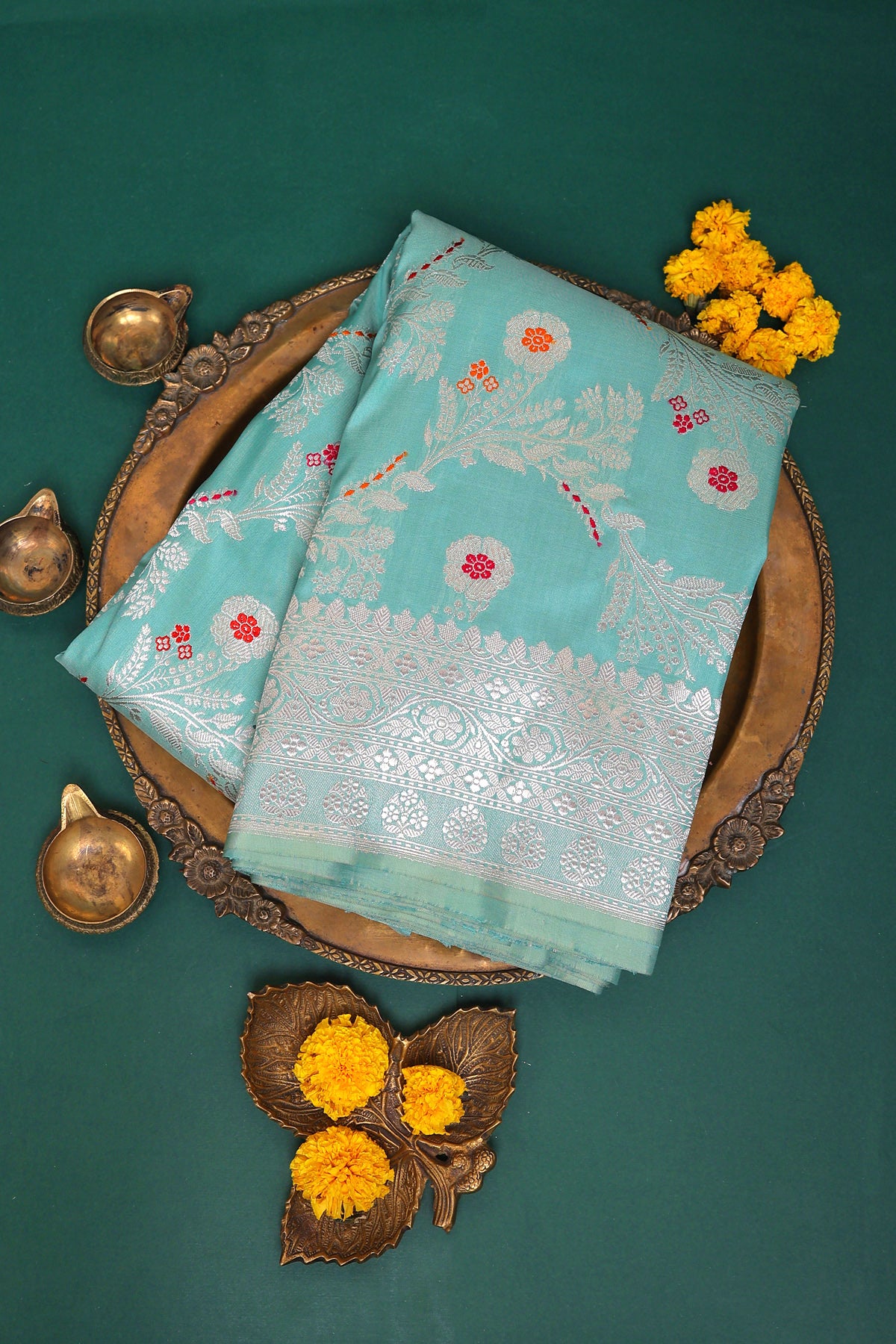 Banarasi Silk Sea green Saree