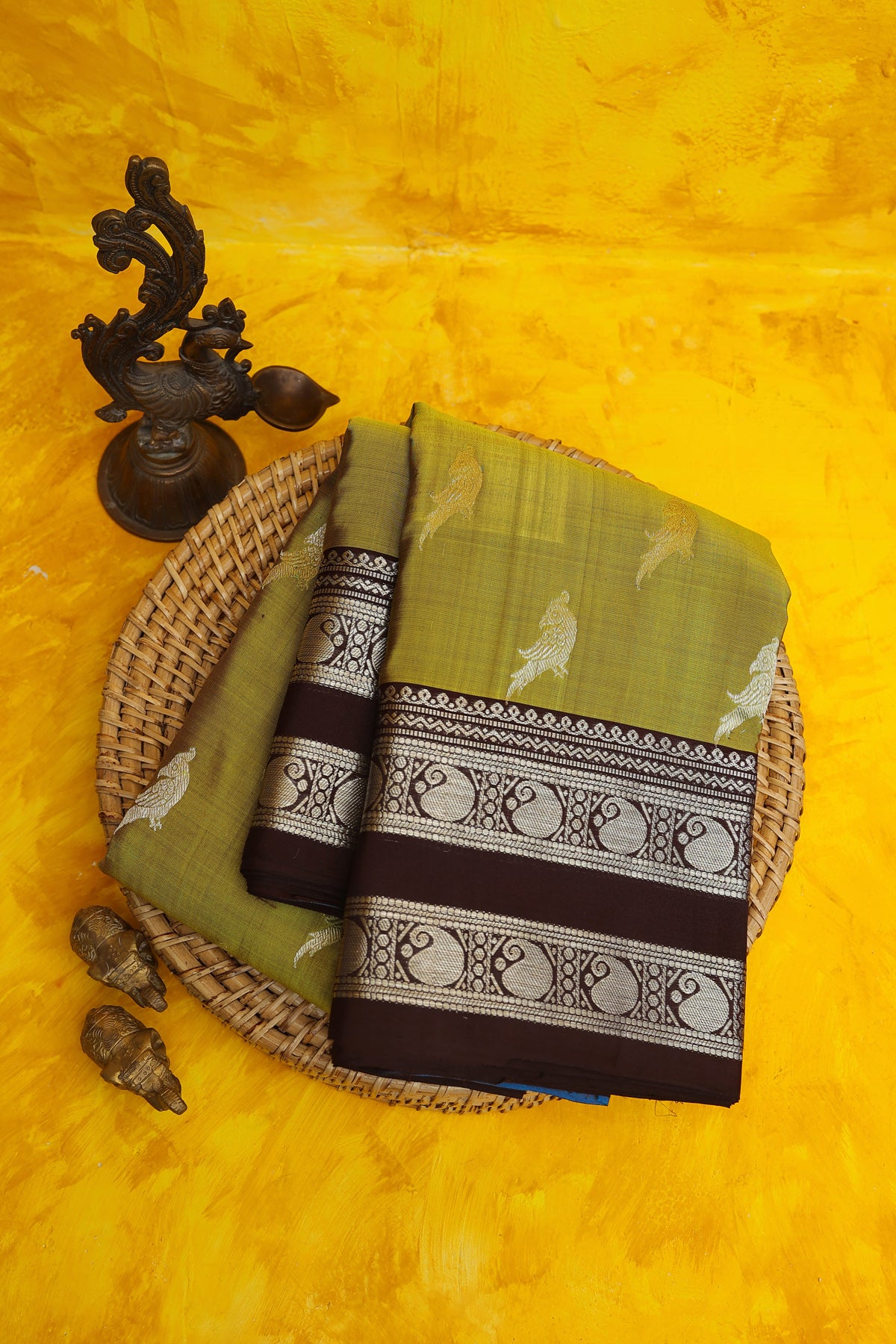 Venkatagiri Silk Mehendi Green Saree