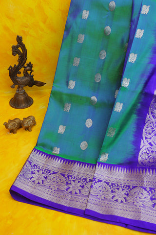 Venkatagiri Silk Peacock Green Saree